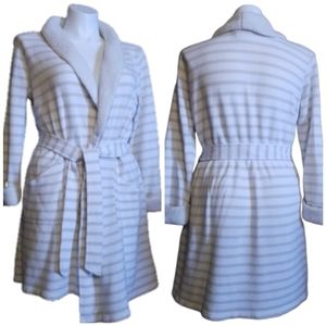 SONOMA • Striped Short Terry Bathrobe • SZ M